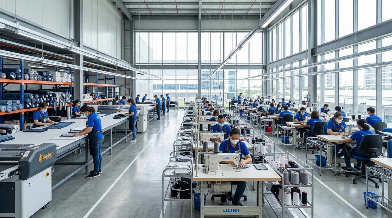 Textile manufacturing capabilities in an apparel factory