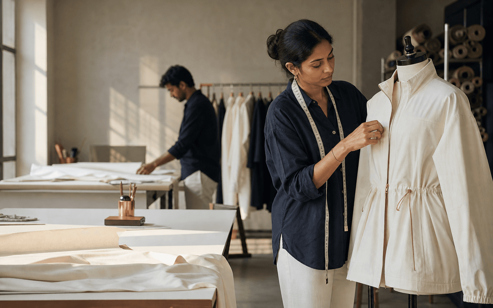Apparel manufacturing partner at work